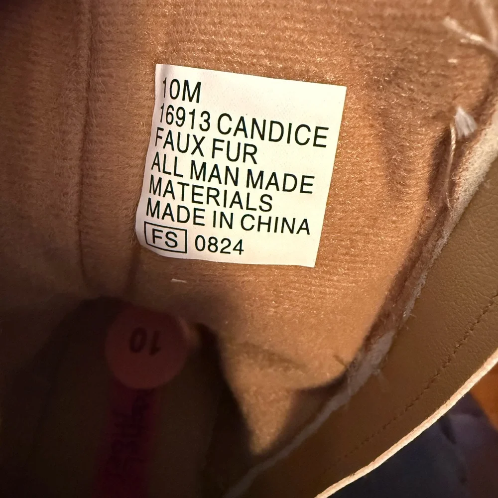 Rachel Shoes NWT Girls Size 10M Candice Sparkle Taupe Faux Fur Bow Boots (SH232) - Picture 6 of 6